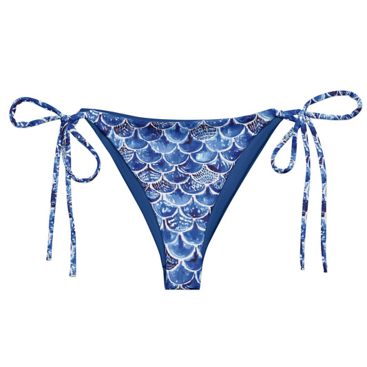 Deep Blue recycled string bikini bottom